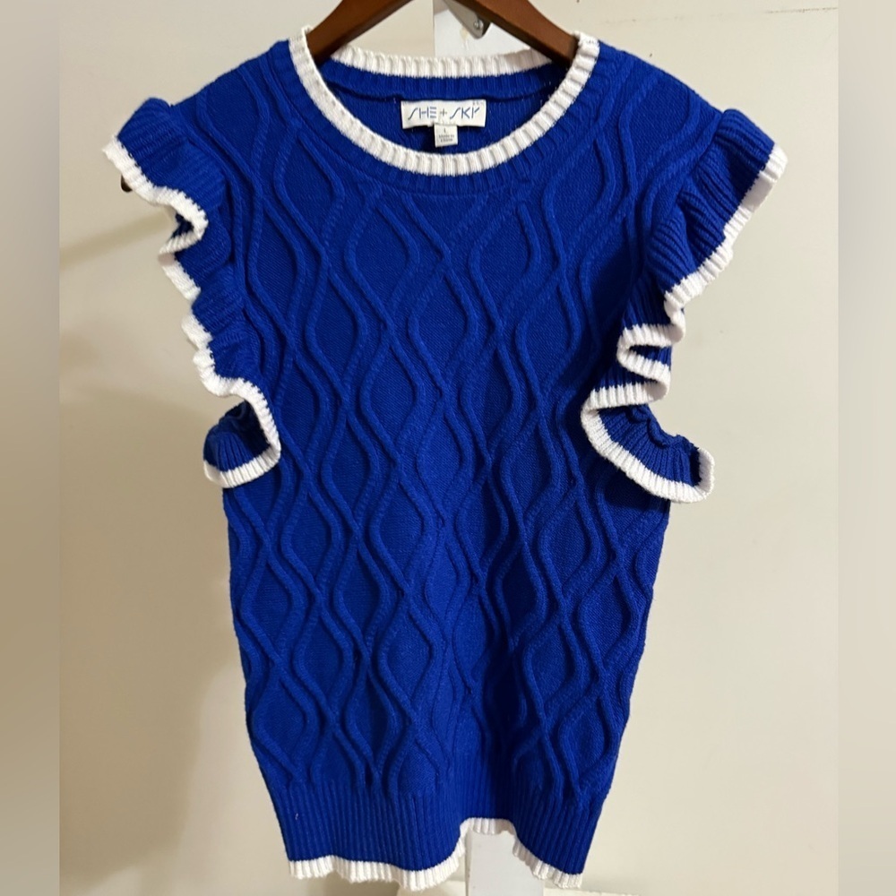 She + Sky Ruffled Sweater